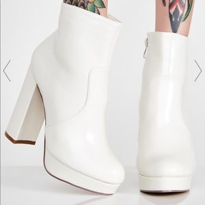 White vegan leather blend booties!
